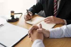 Lawyer giving advise to a client.
