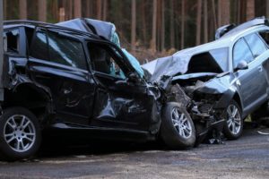 Car collision due to distracted driving.