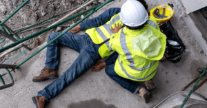 Worker got injured from falling at his workplace.