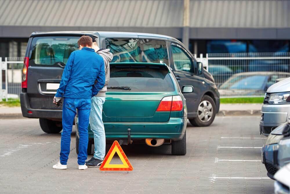 Car accident in the parking lot